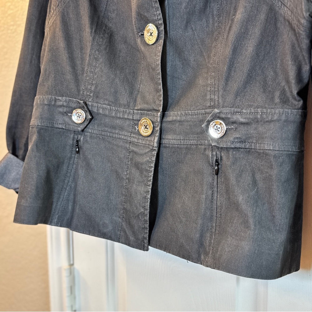 JONES NEW YORK SIGNATURE STRETCH Charcoal Gray L/S Jacket Blazer Sz M - Picture 3 of 6